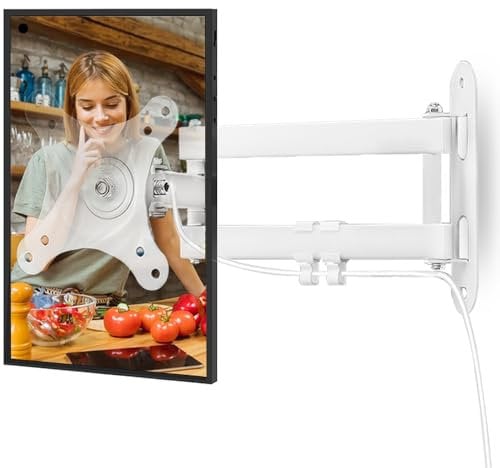Alrhipvm Full Motion TV Monitor Wall Mount Brackets for 10”-30” LED LCD Flat Screens, TV Mount Swivel Articulating Tilt Extension Rotation Max VESA 100x100mm Hold up to 33lbs, White