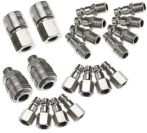 20PCS Euro Air Line Hose 1/4'' Quick Release Fitting Set BSP Male Female