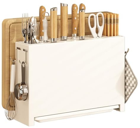 Yunir Knife Storage Rack, Multifunctional Cutting Board and Knife Drying Rack, Kitchen Countertop Organizer Knife Block Holder, Cookware Storage Drain Stand