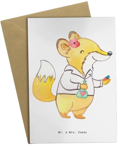 Mr. & Mrs. Panda Grußkarte Apothekerin Herz - Geschenk, Hochzeitskarte, Arzt, Einladungskarte, Staatsexamen, Mitarbeiter, Pharmazie, Beruf, Jubiläum,