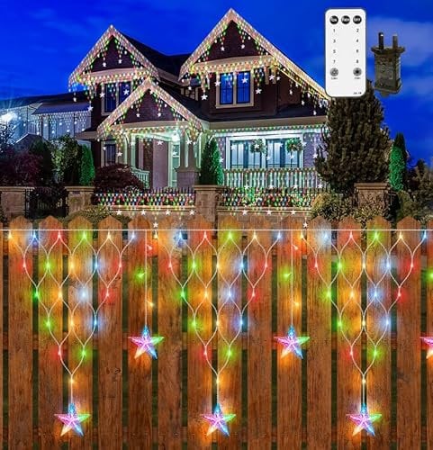 4M 196 LED Lichternetz Außen mit Stecker, Weihnachtslichterkette Outdoor Garten Lichterkette für Büsche Baum Lichter netz mit Timer, wasserdicht, für Balkon,Geländer, Wand(RGB)