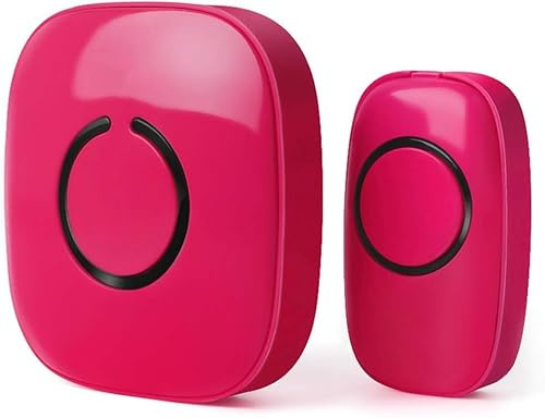 Wireless Doorbells for Home - Adjustable Volume with 52 Chimes, 1000Ft Range, Easy Installation, Weatherproof Wireless Doorbell w/LED Flash, Pink