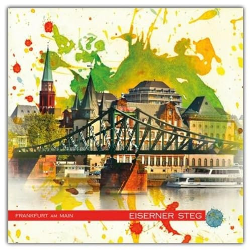 RAY - RAYcities - Frankfurt am Main - Eiserner Steg - Leinwand Bild als Galerie-Giclée-Druck auf Platte - orig. handsigniert vom Künstler RAY