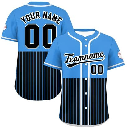 LILIHOT Benutzerdefinierte Baseball-Trikots, Personalisierte Baseball-Shirts Individuelle Baseball-Shirts Für Männer Frauen Jugendliche Druck-Namennummern Baseballtrikot Button-Down Sportuniform