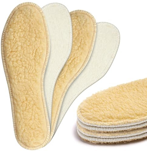 Flintronic 2 Paare Lammfell Einlegesohlen, Lammfell Wolle mit Kork wärmende Einlegesohlen, Wärmesohlen für Schuhe, Einlagen Schuhe Warm, Felleinlagen Schuhe, Wintersohlen, EU42