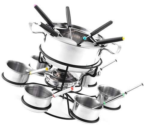 Fondue Feuerkocher - Fonduetopf Set, Edelstahltopf | Stabiler Eiscreme-Käse-Heißtopf Boiler, Multifunktionaler rotierender Käse-Hot-Pot-Boiler Drehbarer Käsefondue-Kit für Fleisch Schokolade