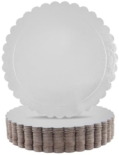 JAPCHET 30 PCS 12 Inch Round Cake Boards, 300 x 2mm Silver Cake Bases for Birthday Party Weddings