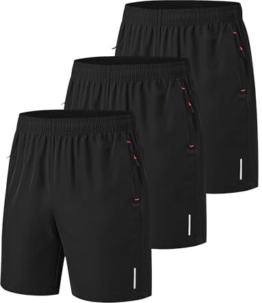 Zoofly 3er Pack Sporthose Kurze Herren Sommer Sport Shorts Mit Reißverschlusstaschen Elastische Fussball Fitness Tennis Hose Männer