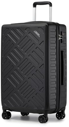 Supercase Koffer Trolley Mittelgroßer Hartschalenkoffer ABS+PC Reisekoffer Leicht Handgepäck mit 4 Rollen und TSA-Schloss Teleskopgriff Rollkoffer 64.5×42×25cm Schwarz