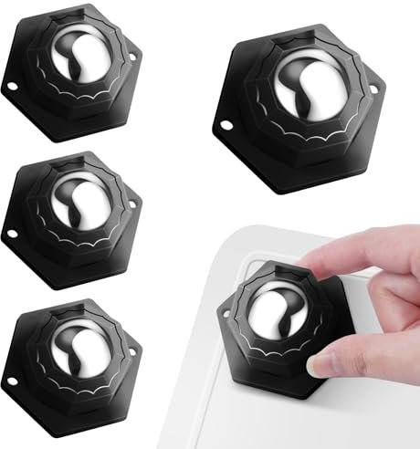 Flintronic 4 Stück Kugelrollen, Schwerlast Möbelrollen, 360° Drehbar Rollen, Selbstklebendes & Schrauben Installation, Lenkrollen Gummirollen, Möbelrollen für Transport von Möbeln, Waren(Schwarz)