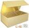 1 Pack Gift Boxes, 24 x 15 x 7.6 cm Gift Boxes for Presents with Lids Magnetic Closure Rectangle Collapsible for Groomsman Proposal Box, Wedding, Christmas, Halloween, Birthday Gift (Gold)