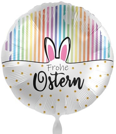 Folienballon Frohe Ostern bunter Ballon Osterhase Geschenke Ostern Deko Osterfeier, Made in EU & Germany, Helium geeignet, modern vibes pastel