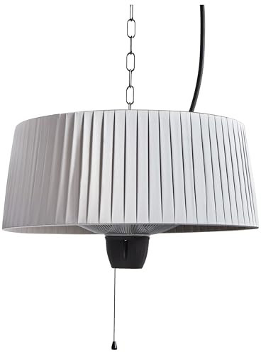 Chauffage de Terrasse en Acier Aluminium Suspendu Pendant Halogène Électrique 1500 W Accessoire de Jardin Gris Clair Ascea