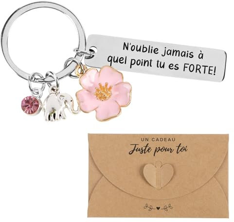 Porte-Clés Encourageant pour Femme Cadeau Amie Famille Collègue Couple avec Enveloppe Cadeau Anniversaire Noël Diplômé Motivation