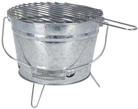 BBQ Outdoor Picknickgrill Grilleimer Feuereimer Minigrill tragbar Ø27xH22cm mobiler Grill mit Grillrost