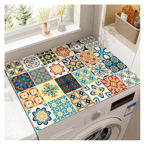 Vnook Washing machine dust protection mat, dryer top protector, worktop mat, diatom mud, absorbent, for refrigerator, washing machine, dryer, nightstand(White,52x72cm)