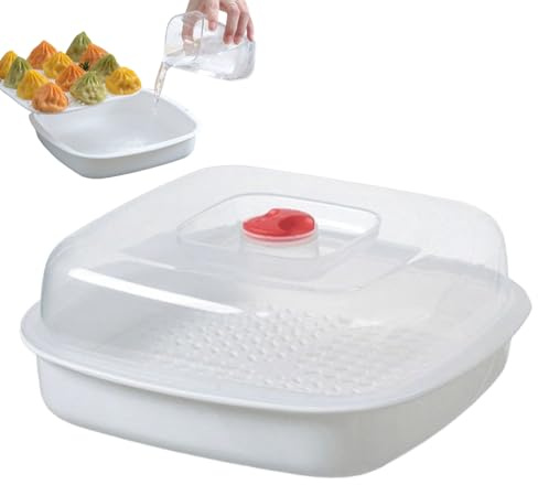 usefulbeauty Dampfgarer für Mikrowelle – quadratische Form, Dampfgarer für Küche, Dampfgarer mit Deckel – für Gemüse, Reis, Eintöpfe, Fisch, Lebensmittel, Babynahrung
