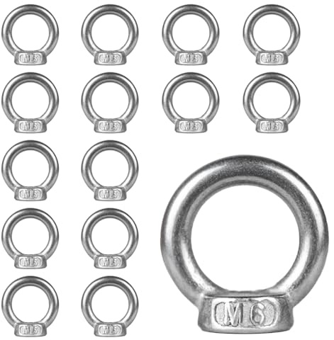15 Stück Ringmutter M6, Ringösen Gewinde, 304 Edelstahl Ringmuttern Augenmuttern, Ösenmutter, Ösenschrauben, Schraubösen, Hardware Ringösen Ringschrauben für Hebezubehör(15, M6)