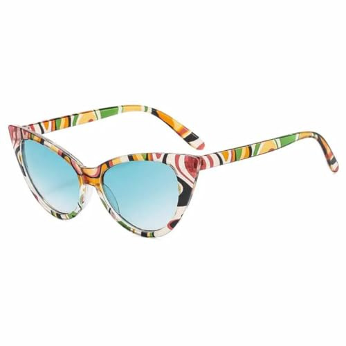 TVTBBVV Lunettes de soleil tendance, sexy, triangulaires, œil de chat, style personnalisé, pour femmes et hommes, luxe, extérieur, fête, voyage, UV400 (bleu dégradé)