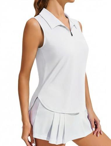 PINSPARK Poloshirt Damen Ärmellos Sport Tank Top mit Reißverschluss