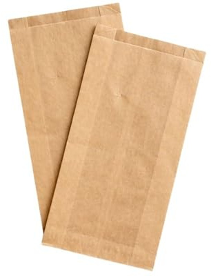 Bäckerfaltenbeutel Papier Faltenbeutel Braun & Weiß | ohne Aufdruck Bäckertüten (250, Braun, 150+55x290 mm)