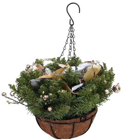 Asixxsix Panier Suspendu Artificiel, Plantes Suspendues Réalistes Résistantes à la Décoloration avec Plusieurs Branches, Panier Suspendu de Noël, Fleurs Artificielles Suspendues pour la Décoration