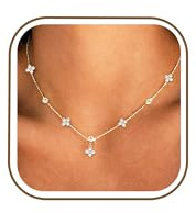 Avotto Choker Kette Damen Halskette Damen Silber Cubic Zirkonia Vierblättriges Ketten Women Silber Halskette Schmuck