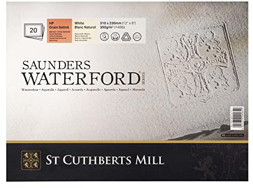 St Cuthberts Saunders Waterford HP Block White 300gsm 310 x 230mm 20 Sheets | Hot Pressed Paper, Professional Watercolour Paper, For Professional Artists