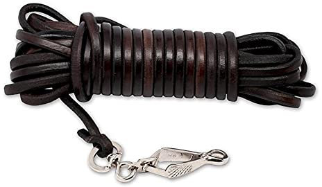 Schweissleine und Schleppleine aus rundem Leder 8m braun