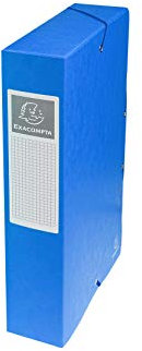 Exacompta 50602E 1 Abheftbox mit Gummibändern Exabox aus Glanzkarton 600g/m2 Rücken 6 cm Maße 25 x 33 cm für A4-Dokumente Farbe blau wird montiert geliefert