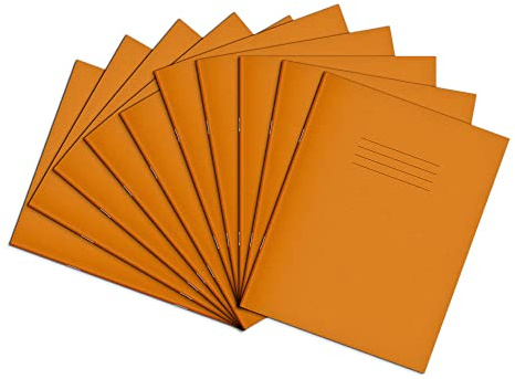 Rhino A5+ Exercise Books, 7mm Squared, 80-Page / 10-Pack, Orange, 9 x 7in | Notebooks with Small-Squared Paper, Ideal for Maths Lessons - Perfect for Calculations, Plotting Charts & Technical Drawing