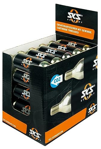 SKS Zubehör CO2-Kartuschendisplay, 25 St. mit Gewinde u. Kälteschutz, Silber, 10 x 3 x 3 cm