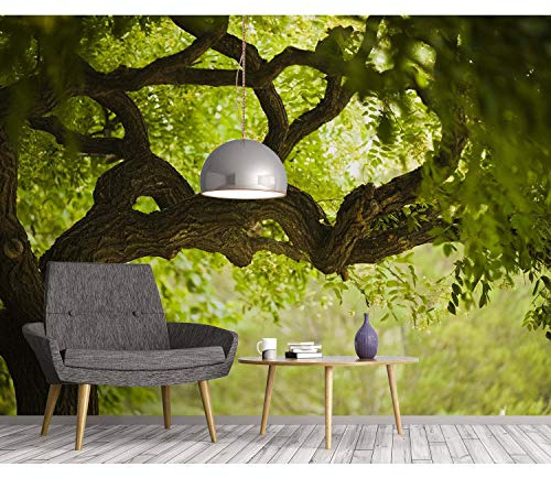 Startonight Papier Peint Intissé Arbre Sur Le Paysage Vert, Décoration Murale Photo sur le mur Grand Format XXL Motif Moderne Déco d'Art Murale 256 x 366 CM