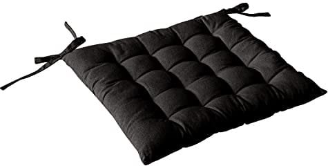 Enjoy Home, Galette de Chaise piquée, Noir, carré 38x38cm, 100% Coton, Attache par Nouettes, Idéal pour Une Assise Confortable, Collection Panama