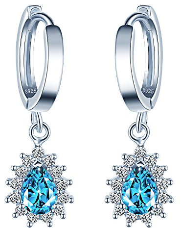MicLee 925 Sterling Silber Zirkonia Kristall Engel Träne Ohrhänger Creolen Damen Ohrringe, mit Geschenkbox Grußkarte