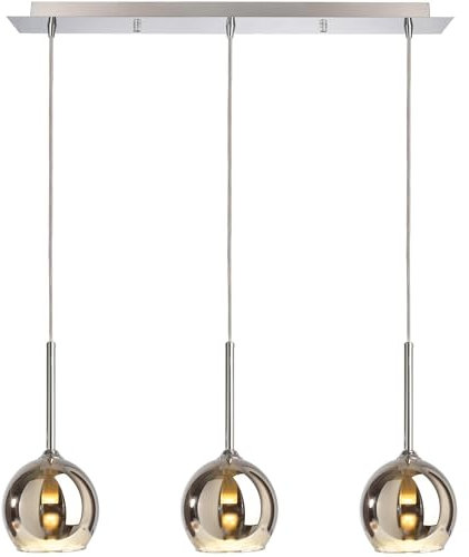 Deko-Light | Pendel-Leuchte Decken-Hänge-Lampe rund 3x Ø14cm G9 Sockel Glas chrom | Bunda