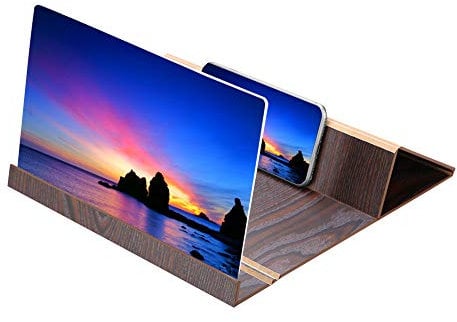 Bildschirm Verstärker,VEBESTLIFE 12 Zoll Handy-Bildschirmverstärker Smartphone Screen Projection Magnifier,Premium Holz HD Film Bildschirm Verstärker Ständerhalter für