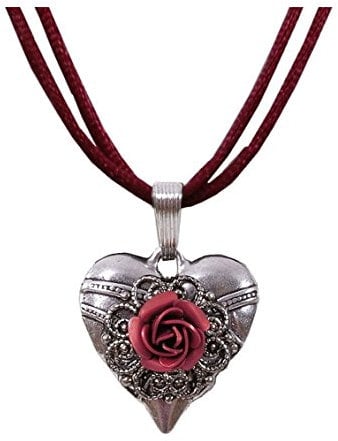 Moschen-Bayern Trachtenschmuck/Dirndlschmuck/Damen - Trachtenkette/Dirndlkette Trachtenherz/Herzkette - Rot