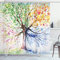ABAKUHAUS Aquarell Duschvorhang, 4 Jahreszeiten Bunte, Stoffliches Gewebe Badezimmerdekorationsset mit Haken, 175 x 180 cm, Braun Mehrfarbig