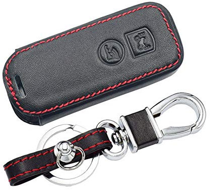 Happyit Cas de Couverture de Clé de Voiture en Cuir Porte-clés pour Honda PCX 150 X-ADV SH125 Scoopy SH300 Forza Super Cub 125 300 2 3 Boutons (2 Boutons)