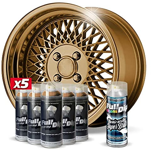 AutoFullCar Pack 5 Sprays Vinyle Liquide Full Dip Bronze MÉTALLISÉ Brillant