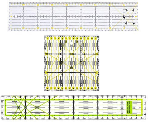 Colcolo Nählineal, Universal Lineal zum Nähen und Basteln mit exakten Abmessungen und Zuschnitten (3Pcs A)