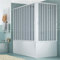 Box sopravasca 70x140 cm modello Anja doppia anta a soffietto con apertura angolare pannelli semitrasparenti profili di colore bianco