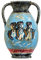 BeautifulGreekStatues Antike, griechische Minoanische Amphore, handgefertigte Keramikvase, mit Fresko-Wandbild, Damen in Blau, S