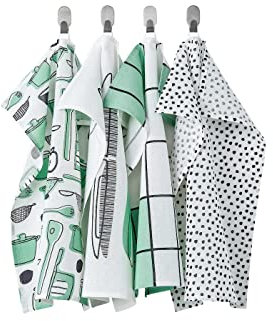 IKEA Rinnig Geschirrtücher Geschirrtuch Geschirrtuch grün weiß 4er Pack gemustert