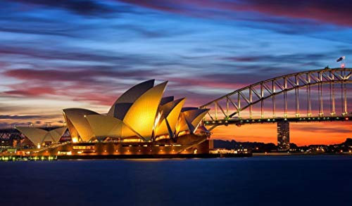 SHILIHOME Night Sydney Bridge Opera House DIY 5D Diamond Painting by Number Unique Kits