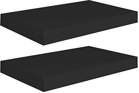 vidaXL 2X Wandregal Schwebend Hängeregal Wandboard Bücherregal Regalbrett Schweberegal CD DVD Regal Dekoregal Schwarz 40x23x3,8cm MDF