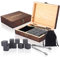 Aokyom Whiskysteine,Whiskey Ice Cubes (9 Stück) Holz Geschenkbox,Whisky Steine,Eiswürfel wiederverwendbar,aus Granit mit Samtbeutel und Edelstahl Zange Kühlsteine für Whiskey, Wodka, Gin & Mehr