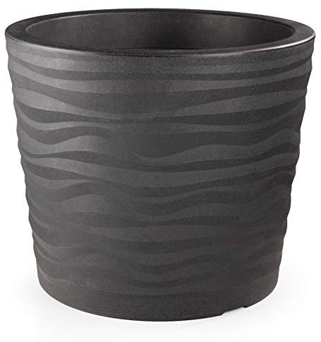 Floralo Wellentopf Onda - Blumen Blumentopf frostsicher Kunststofftopf Pflanztopf Pflanzen Pflanzgefäß Plastiktopf Topf wetterfest (anthrazit, Durchmesser 29 cm x 25 cm hoch*)