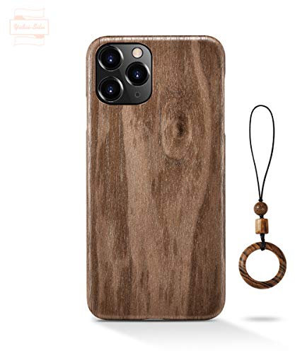 Yidai-Silu Coque iPhone XR Etui en Bois 【Œuvre d'art, Ultra-Fine 0,8mm】 Housse Case en Fibre d’Aramide de Protection Coque Antichoc pour iPhone XR 6,1” - Noyer Noir